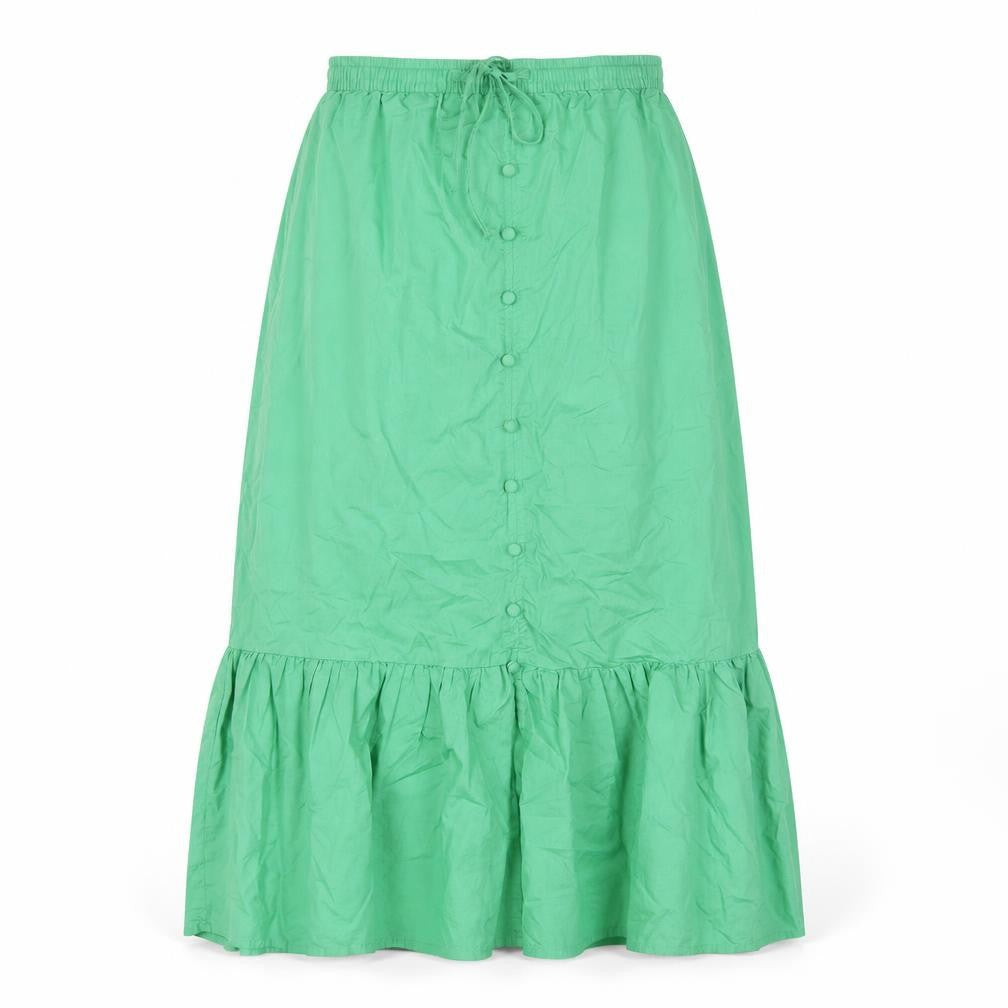 Front view of Marks & Spencer Women's Green Cotton Skirt, size 8