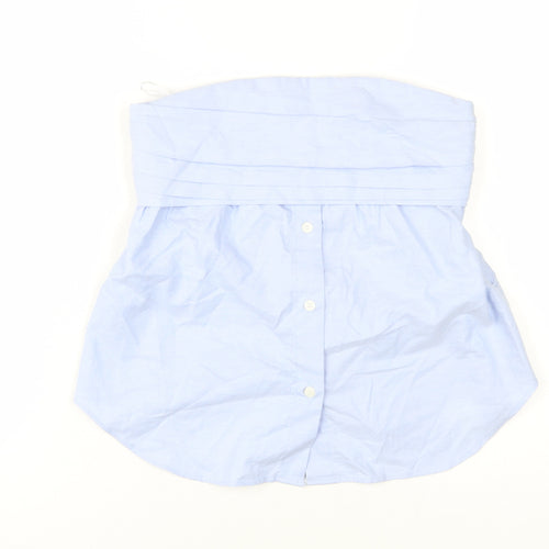 Zara Women Blue Cropped Blouse, Size 2, Strapless