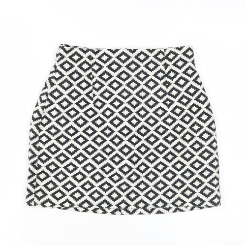 Zara Women Black White Geometric Pencil Skirt S