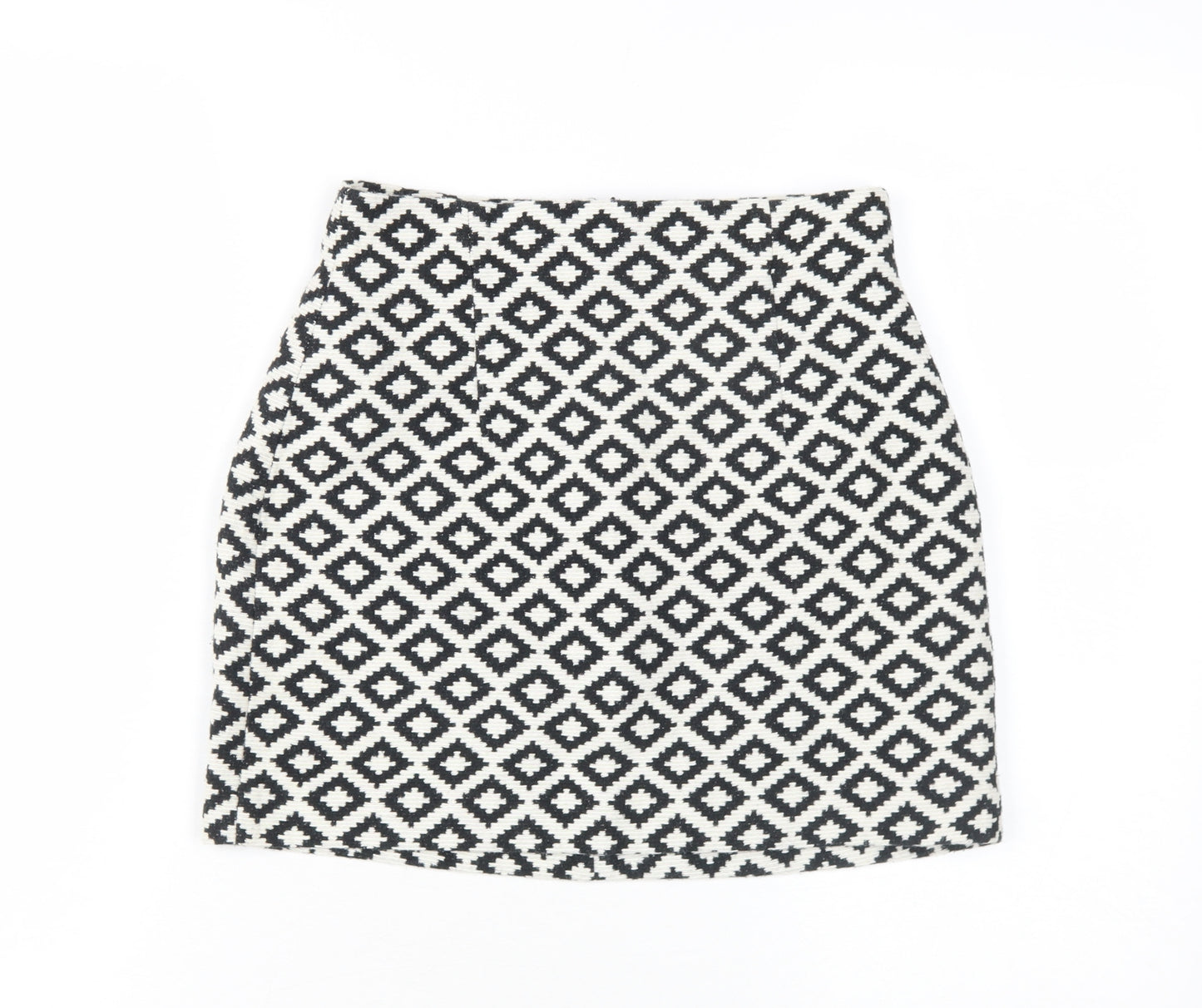 Zara Women Black White Geometric Pencil Skirt S