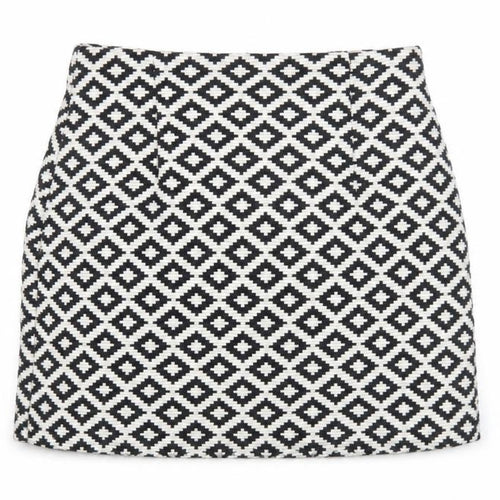 Zara Women Black White Geometric Pencil Skirt S