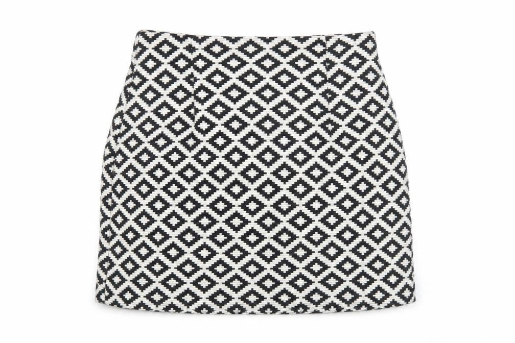 Zara Women Black White Geometric Pencil Skirt S