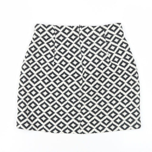 Zara Women Black White Geometric Pencil Skirt S