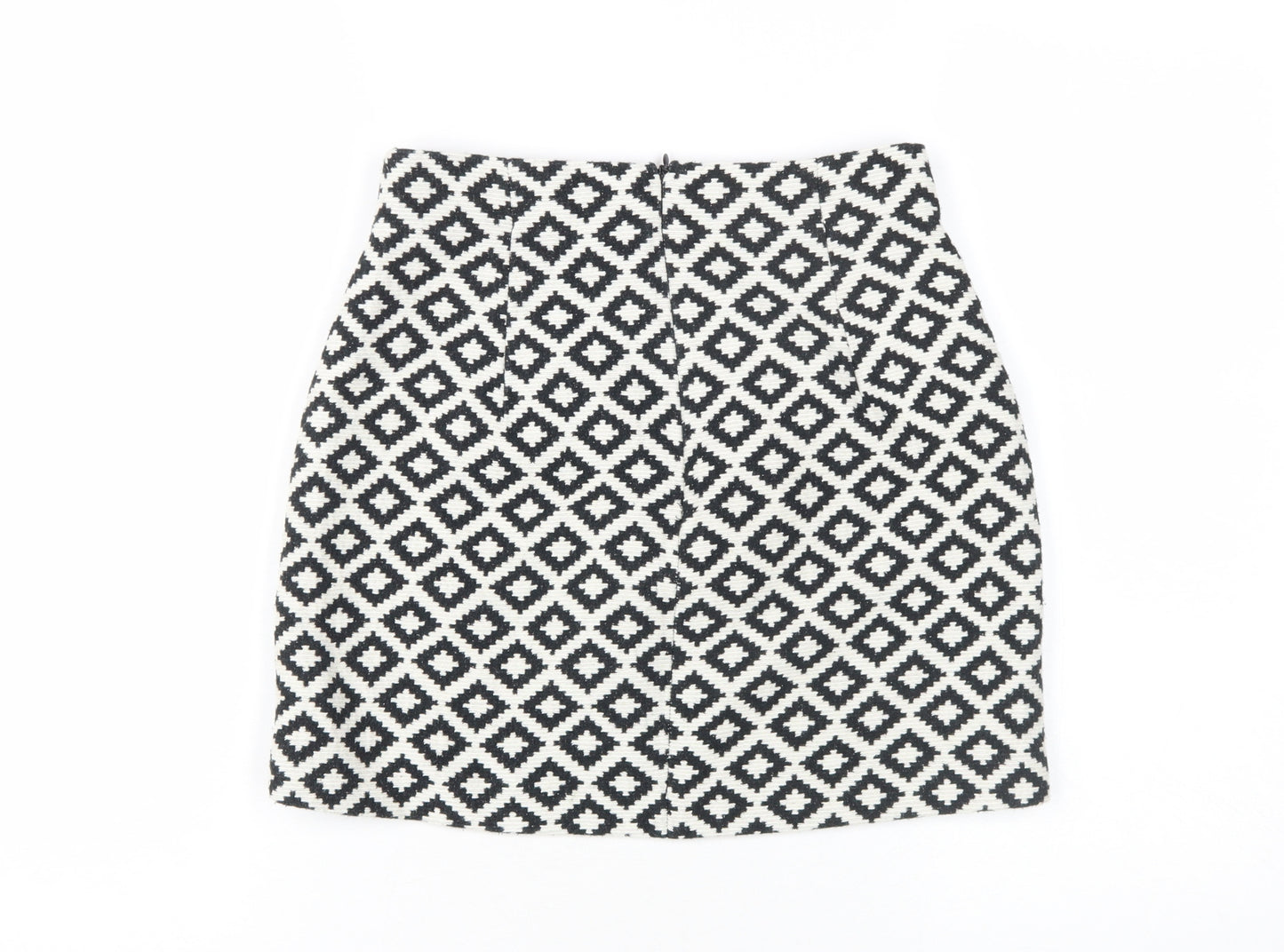 Zara Women Black White Geometric Pencil Skirt S