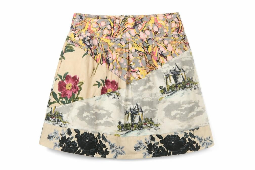 Front view of Leifnotes Women's Multicoloured Floral Skirt, size 2