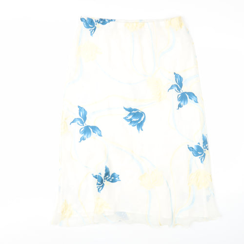 Just Elegance Women White Floral Midi Pencil Skirt