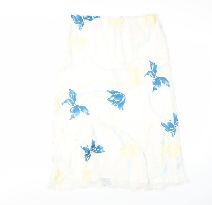 Just Elegance Women White Floral Midi Pencil Skirt