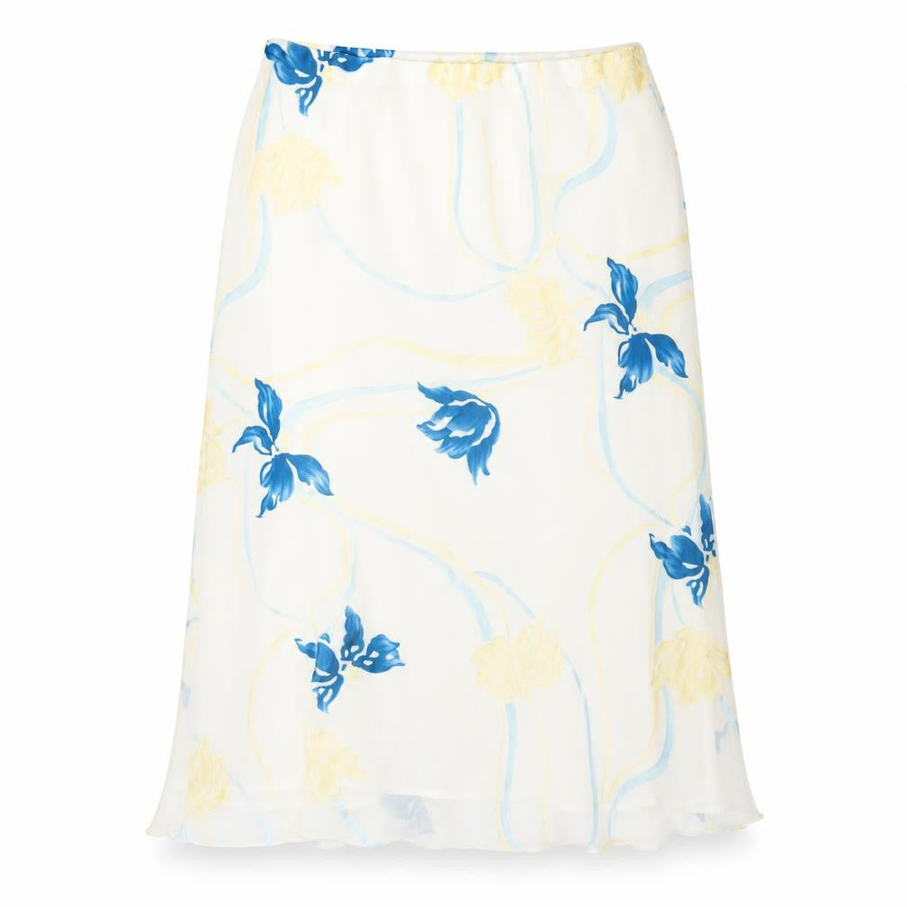 Just Elegance Women White Floral Midi Pencil Skirt