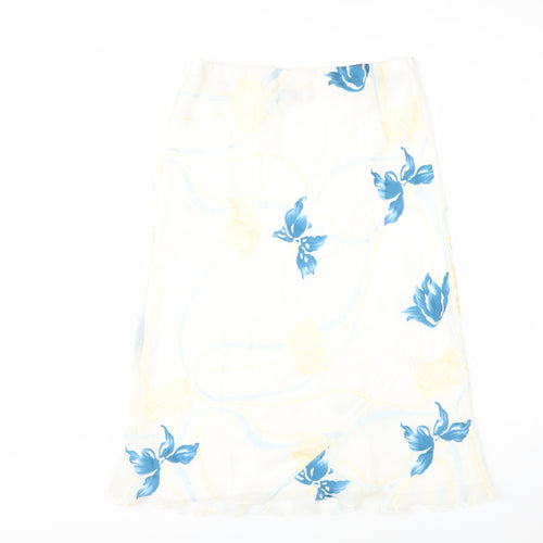 Just Elegance Women White Floral Midi Pencil Skirt