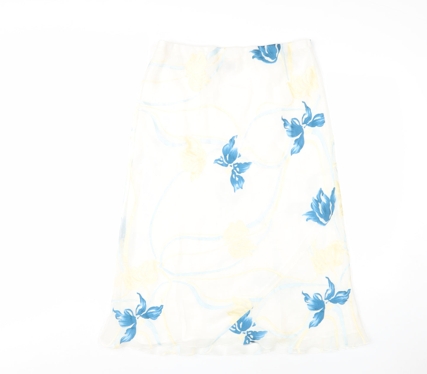 Just Elegance Women White Floral Midi Pencil Skirt