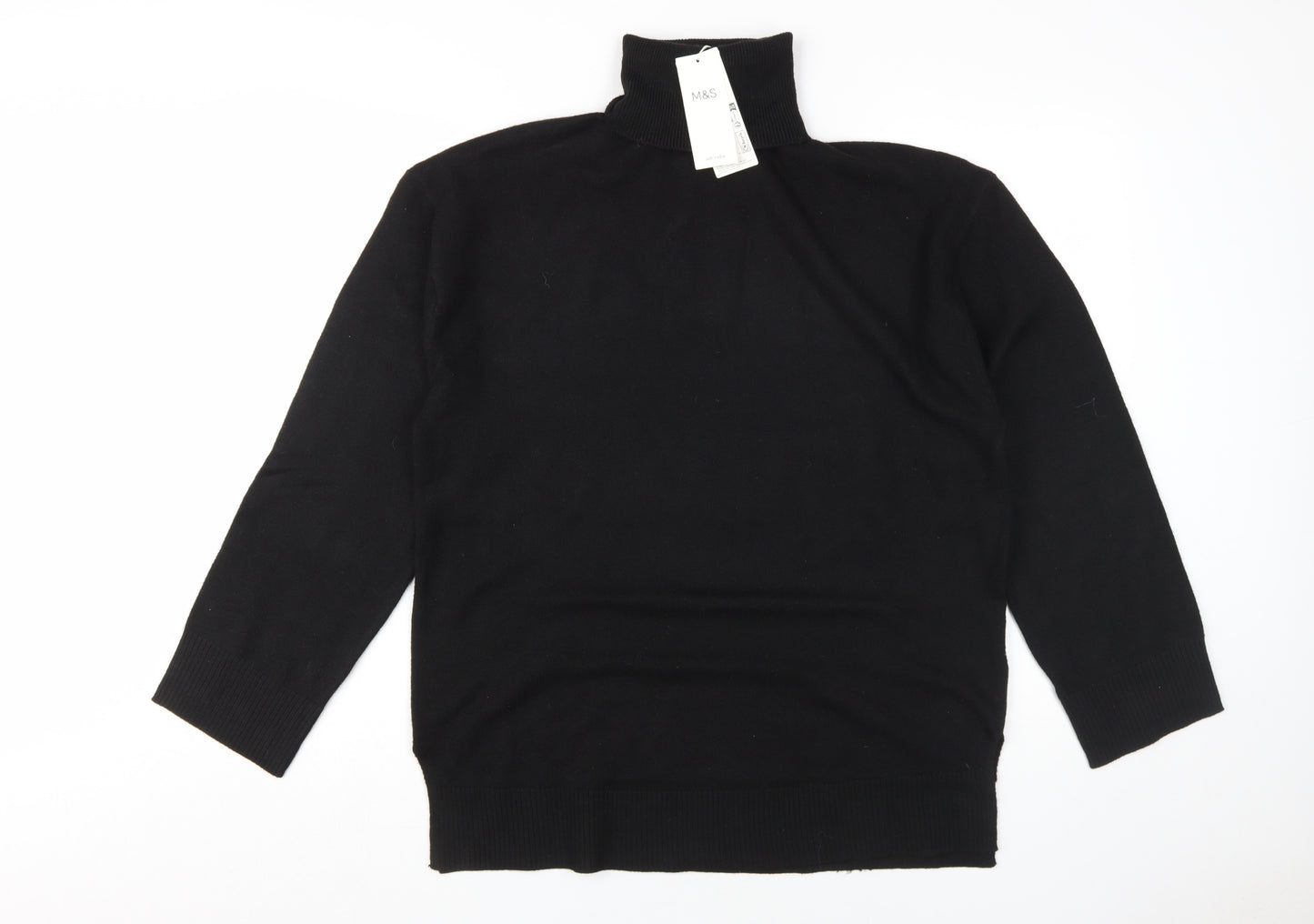 Marks and Spencer Women's Black Roll Neck Jumper, M