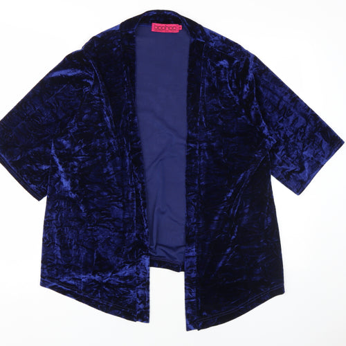 Boohoo Women's Blue Kimono Velvet Blouse M