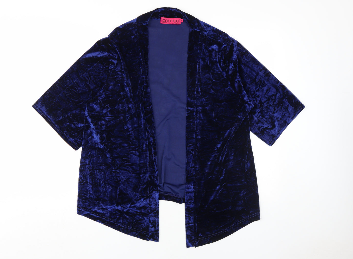 Boohoo Women's Blue Kimono Velvet Blouse M