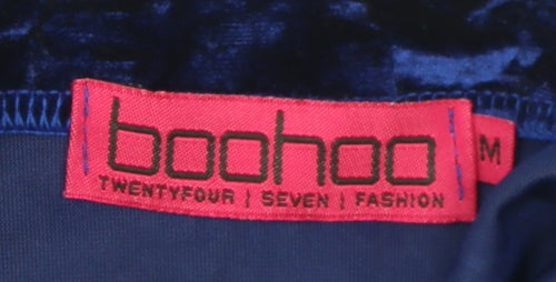Boohoo Women's Blue Kimono Velvet Blouse M