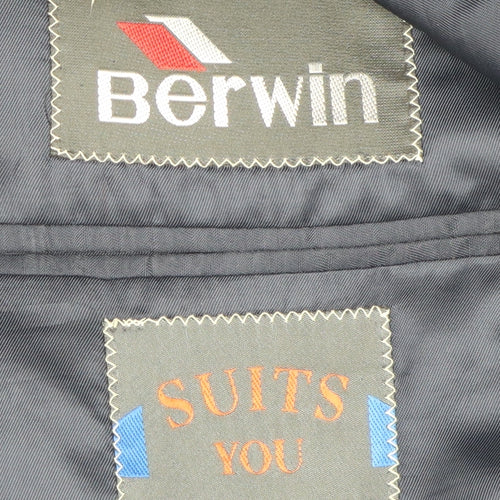 Berwin Men's Blue Wool Suit Jacket, Size 44R, Regular Fit