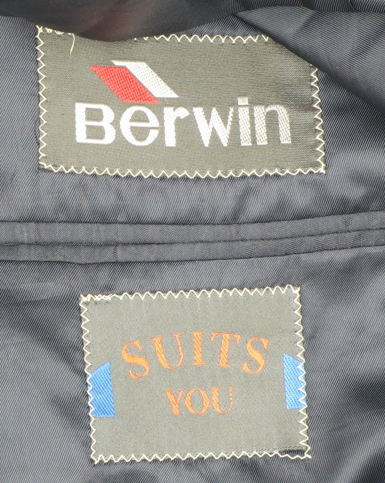 Berwin Men's Blue Wool Suit Jacket, Size 44R, Regular Fit