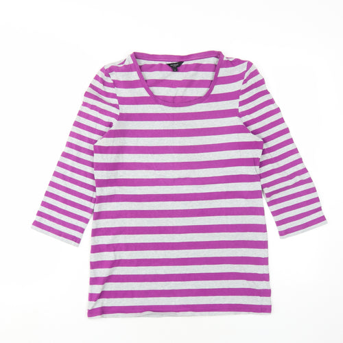 Hobbs Women's Purple Striped T-Shirt L