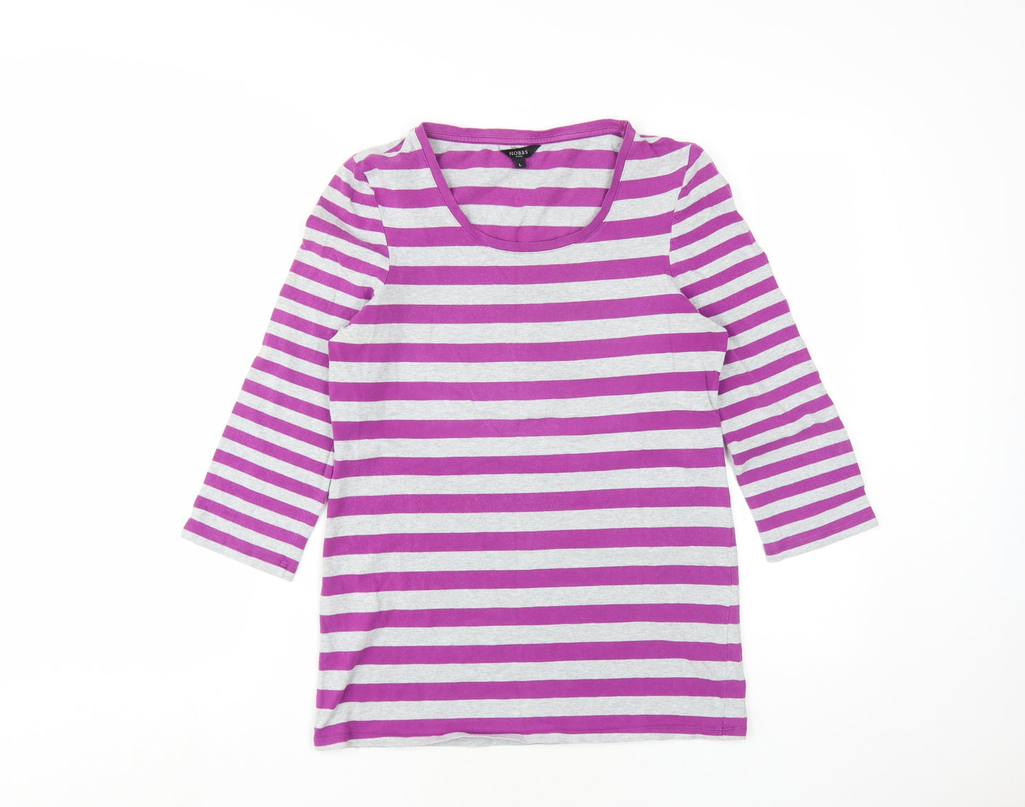 Hobbs Women's Purple Striped T-Shirt L