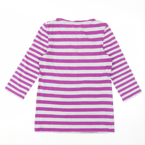 Hobbs Women's Purple Striped T-Shirt L