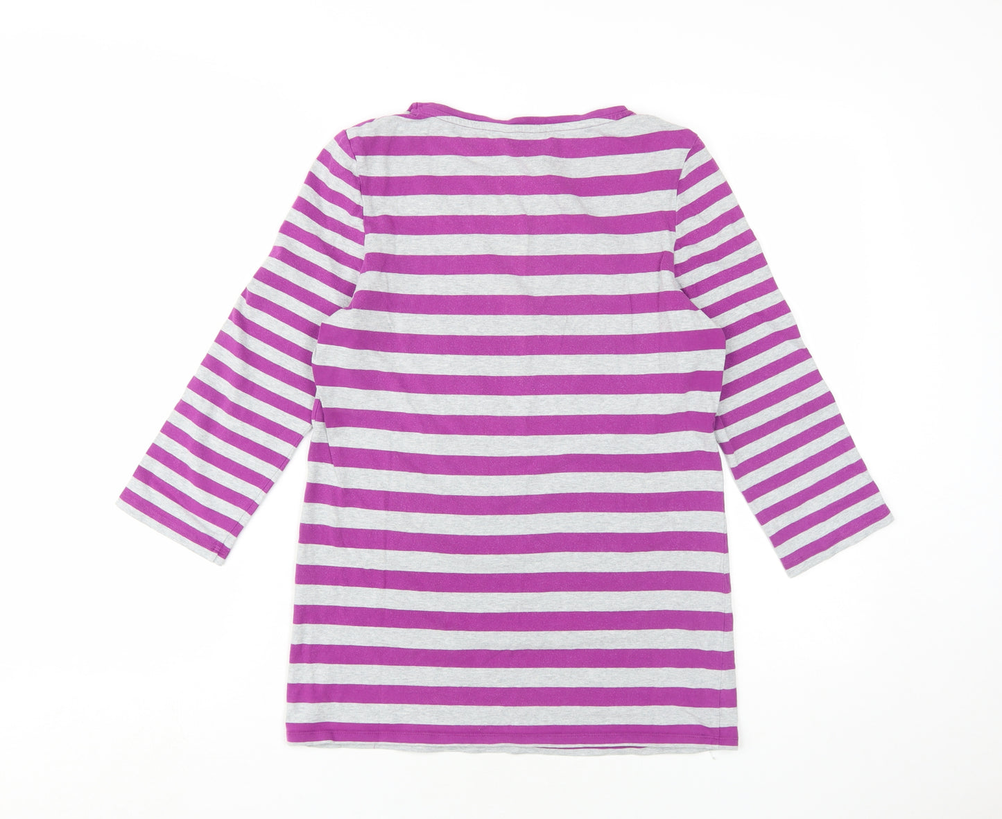 Hobbs Women's Purple Striped T-Shirt L