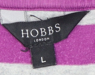 Hobbs Women's Purple Striped T-Shirt L