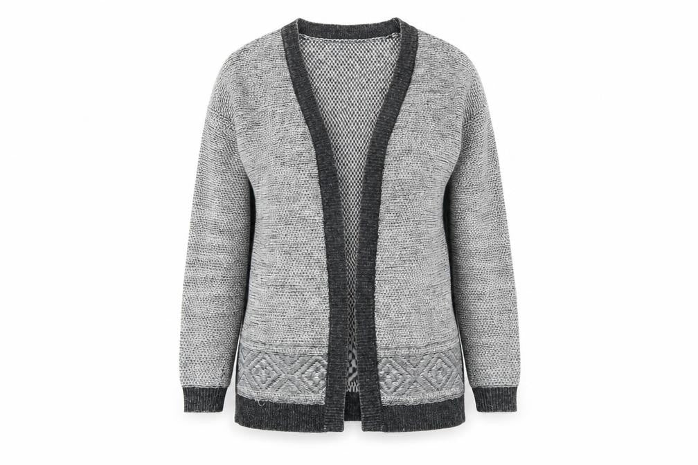 Front view of Gap Women's Grey Cardigan XS Geometric Knit