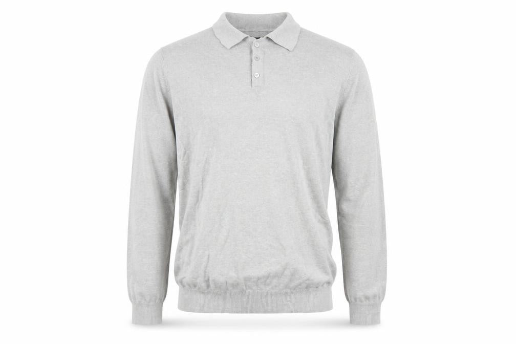 Front view of Brave Soul Men's Grey Long Sleeve Polo L