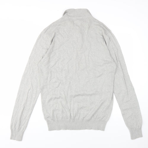 Brave Soul Men's Grey Long Sleeve Polo L