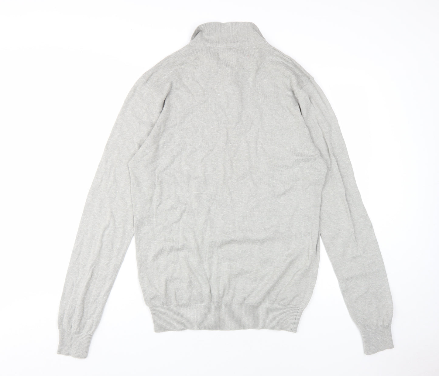 Brave Soul Men's Grey Long Sleeve Polo L