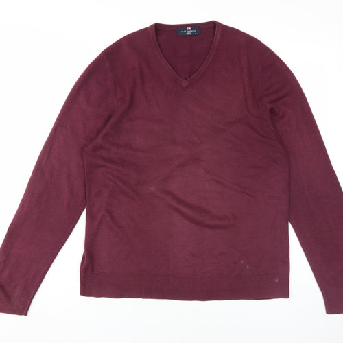Marks and Spencer Men's Red V-Neck Pullover Jumper