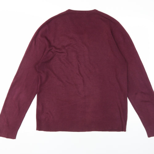Marks and Spencer Men's Red V-Neck Pullover Jumper