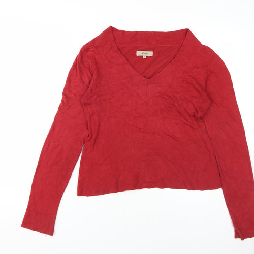 Kew Women’s Red V-Neck Pullover Jumper Size M