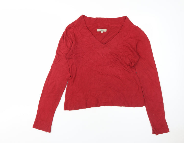 Kew Women’s Red V-Neck Pullover Jumper Size M