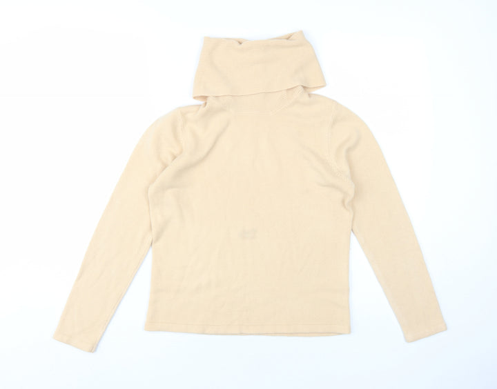 Emreco Women's Beige Roll Neck Jumper Size 10