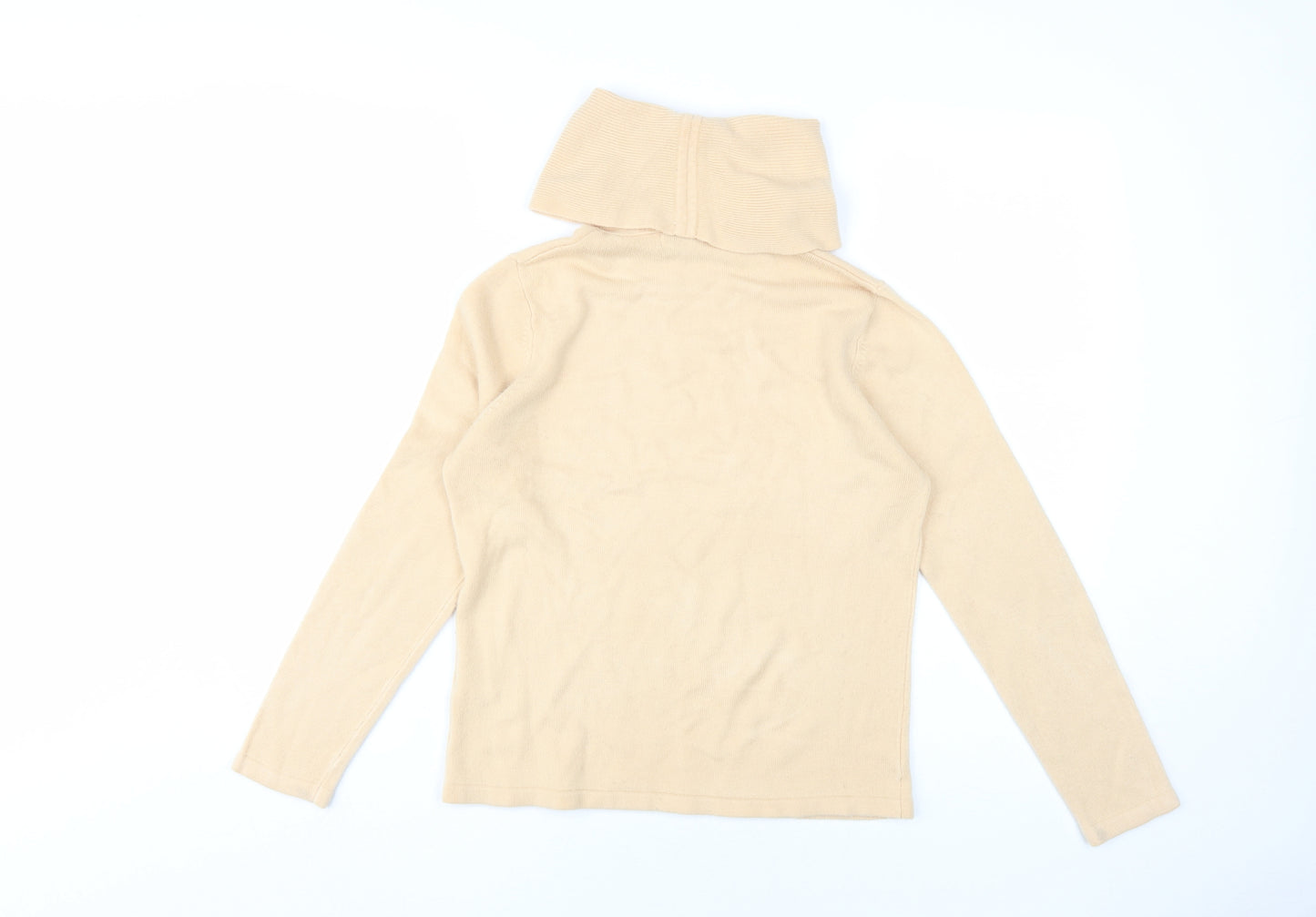 Emreco Women's Beige Roll Neck Jumper Size 10