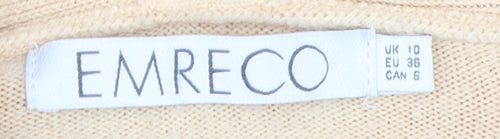 Emreco Women's Beige Roll Neck Jumper Size 10