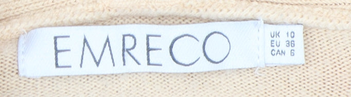 Emreco Women's Beige Roll Neck Jumper Size 10