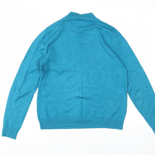 Bassini Women's Blue Mock Neck Pullover Jumper