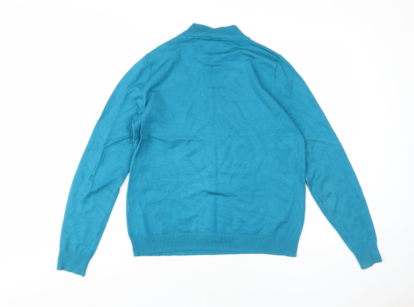 Bassini Women's Blue Mock Neck Pullover Jumper