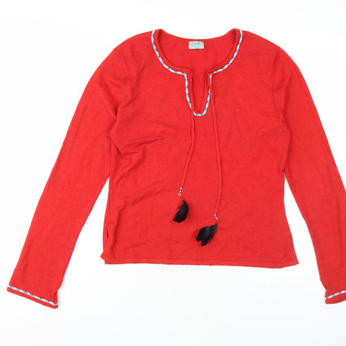 Oasis Women's Red Tunic Size 14 with Tasselled Accents