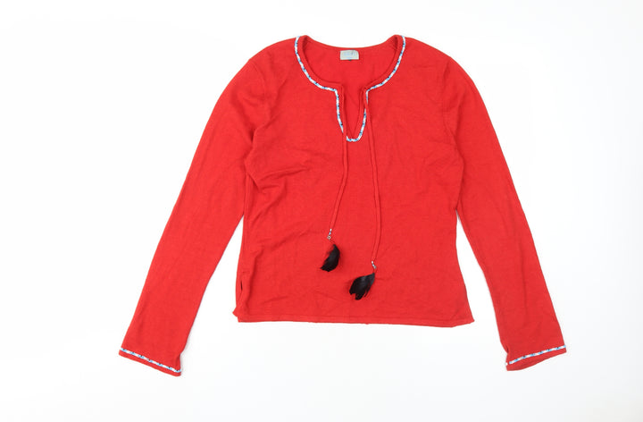 Oasis Women's Red Tunic Size 14 with Tasselled Accents