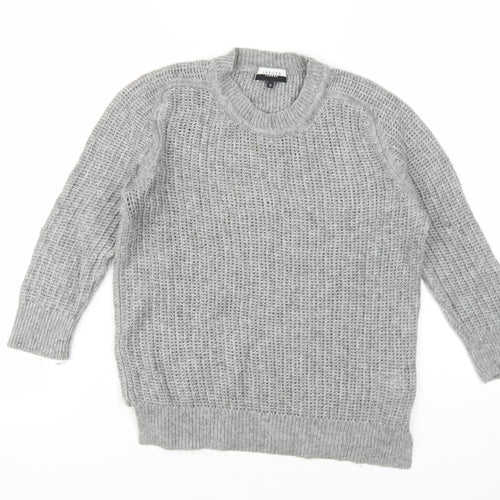 Jaeger Women's Grey Open-Knit Pullover Jumper M