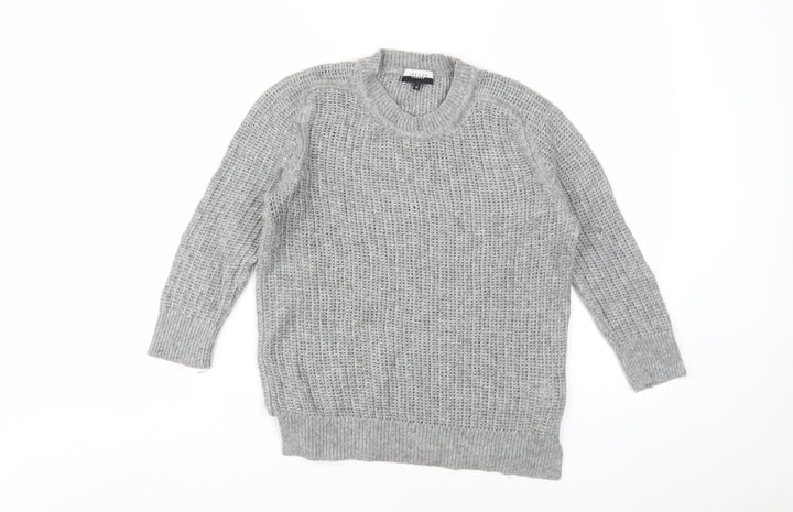 Jaeger Women's Grey Open-Knit Pullover Jumper M