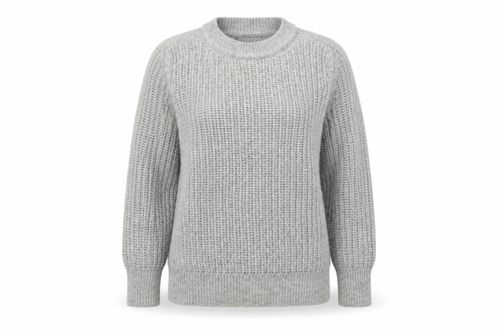 Front view of Jaeger Women's Grey Open-Knit jumper M