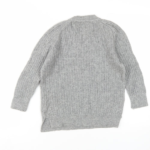 Jaeger Women's Grey Open-Knit Pullover Jumper M