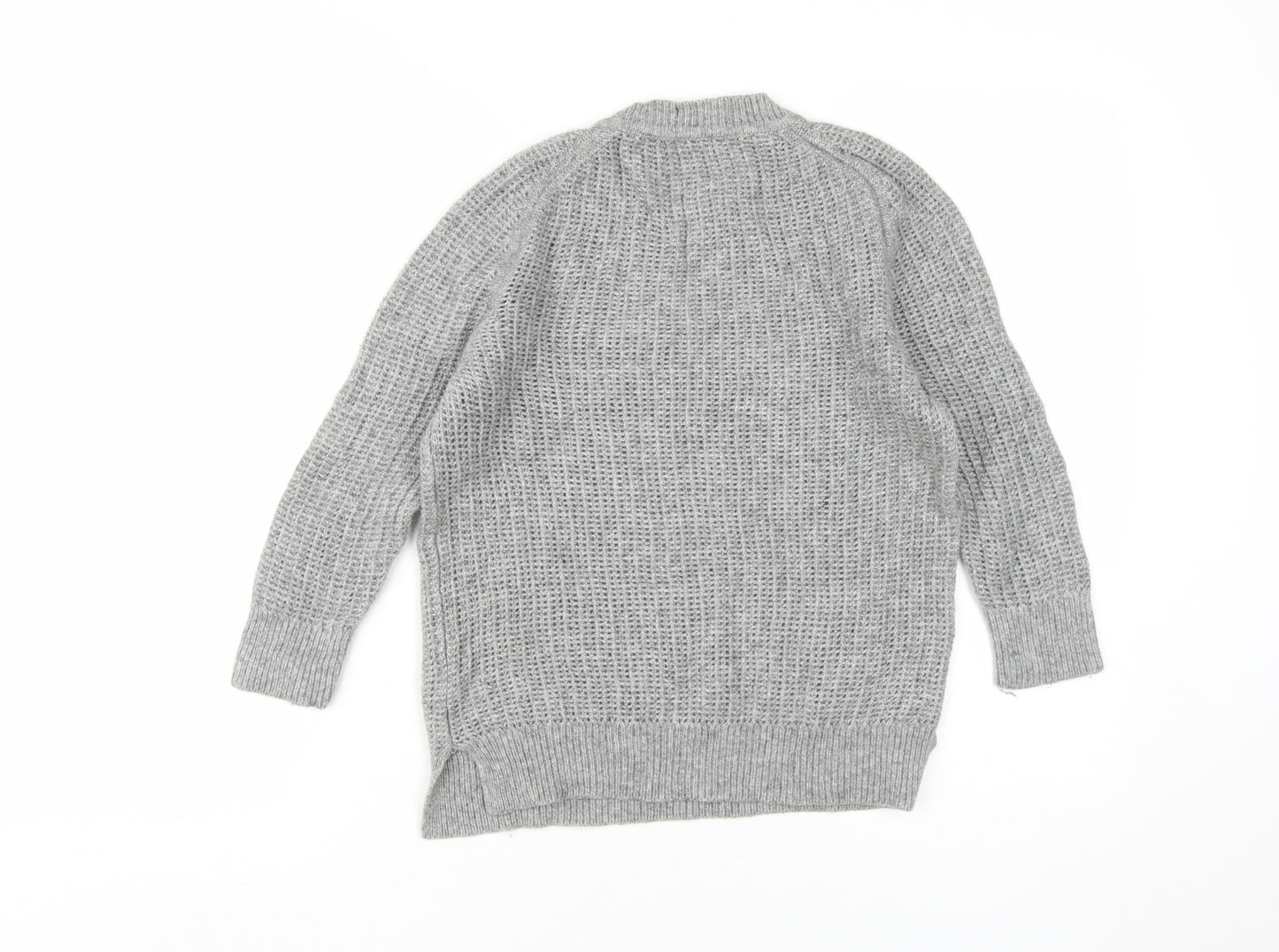 Jaeger Women's Grey Open-Knit Pullover Jumper M