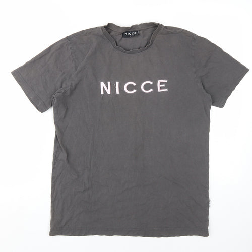 Nicce Men's Grey Medium Crew Neck Logo T-Shirt