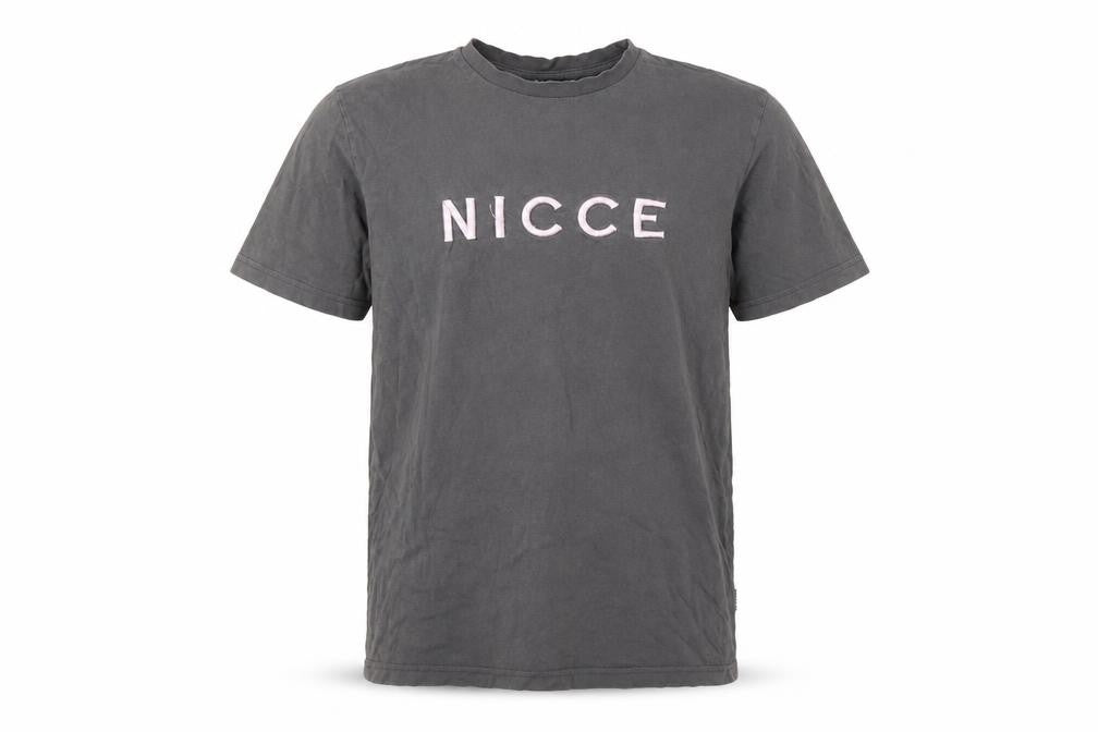 Front view of NICCE Men's Grey Medium Crew Neck Logo T-Shirt