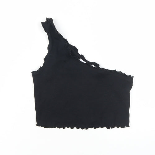 Collusion Women's Black Cropped One Shoulder Tank