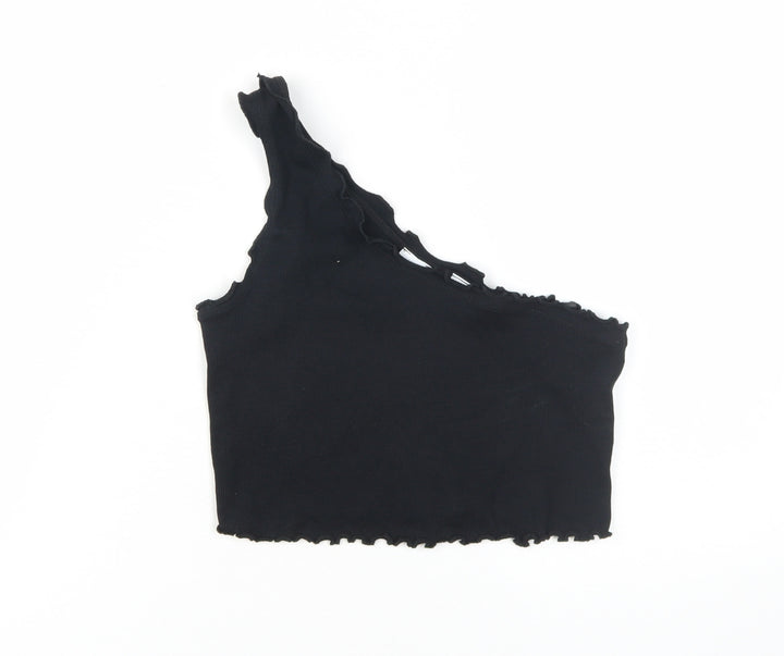 Collusion Women's Black Cropped One Shoulder Tank